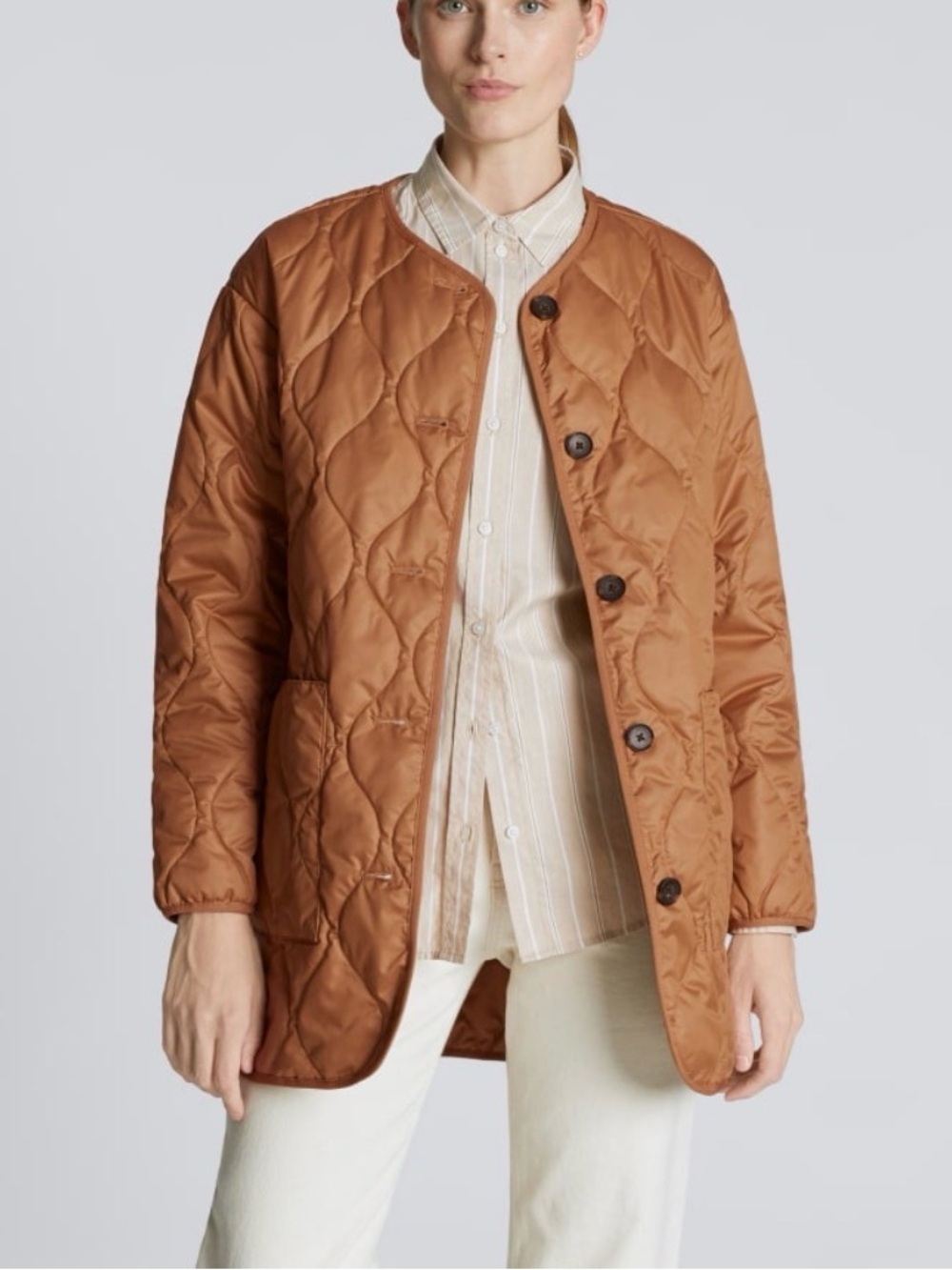 🦋 Everlane| The Quilted Liner Jacket Tawny Brown PrimaLoft Size M